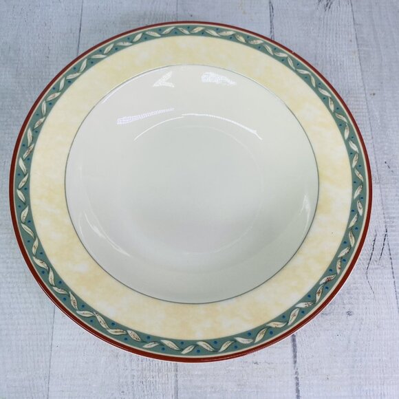 PTS international Interiors PROVENCE Fruit Leave Porcelain  Rim Soup Bowl Set 4 - Picture 8 of 16